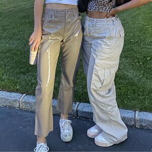 Beige shiny Abercrombie pants